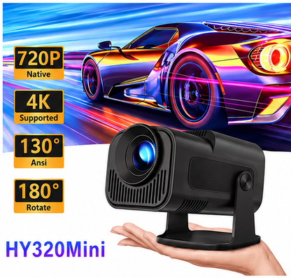 Projecteur portable 4K compatible 720P Android 12 150 ANSI HY320 MINI Double Wifi6 BT5.0 Cinéma Extérieur