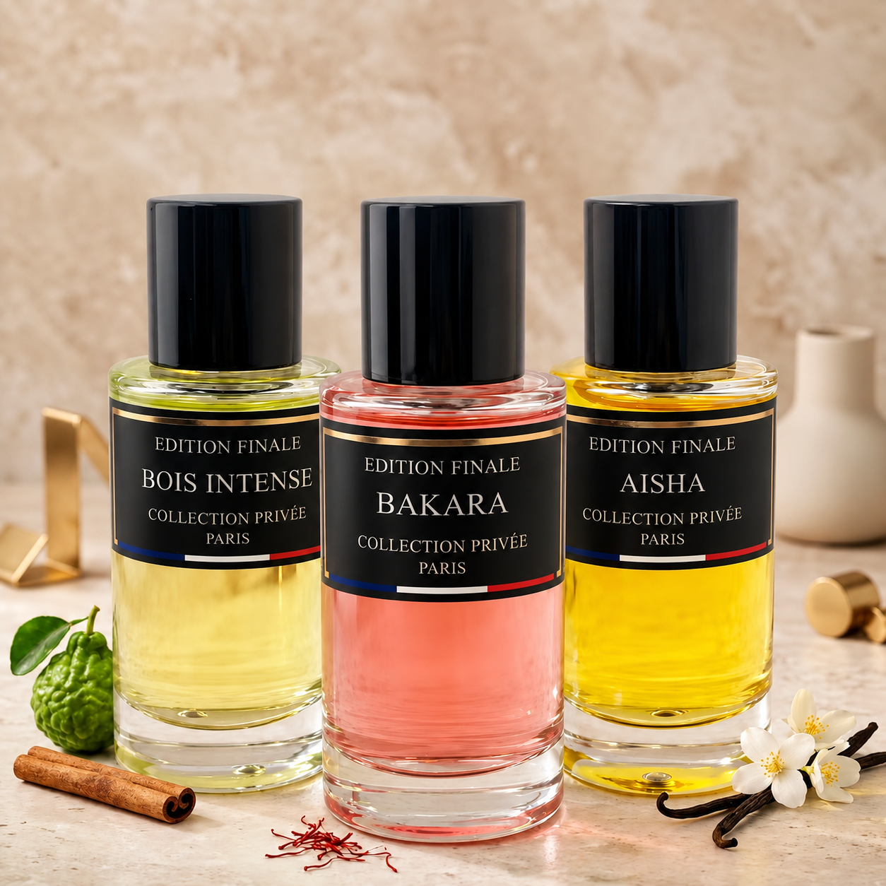 LOT DE 3 PARFUMS collection Paris privée I Bois intense,Aisha,Bakara