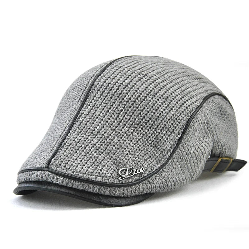 JAMONT 2019 High Quality Brand Knitted Beret Casquette Homme Leather Flat Cap for Men Boina Hombre Visor Hat Planas Snapback Hat
