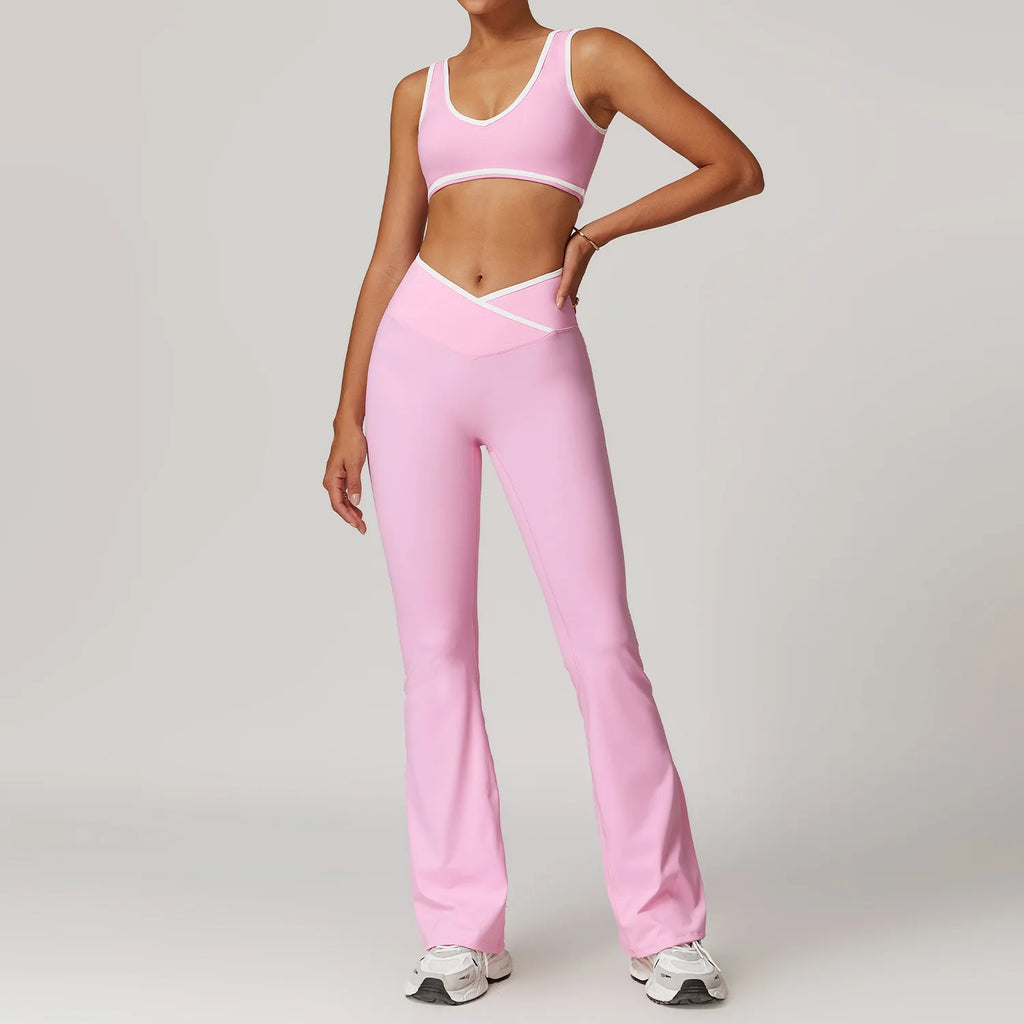 Wholesale High Waist Yoga Outfit Women 4 Piece Vest Crop Top Bra Gym Leggings Shorts Fitness Clothes Sport Set