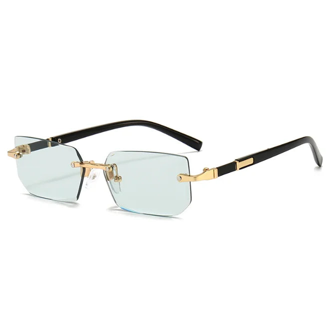 Women Rimless Rectangle Sunglasses Pink Gradient Eyeglasses Frameless Eyewear Travel Shades Sunshade UV400 Sunglasses Rimless
