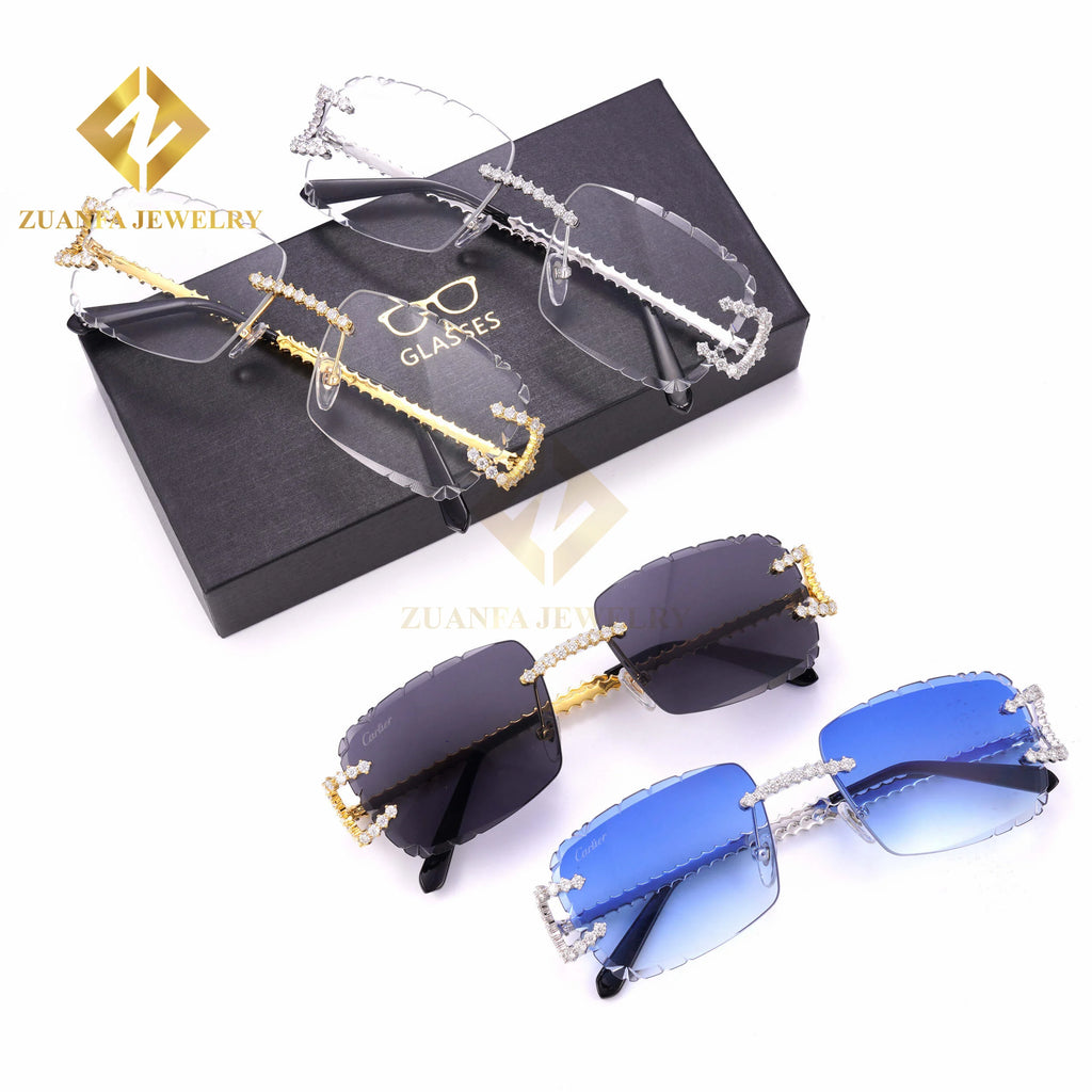 925 Silver Moissanite Glasses Fashion Hip Hop Jewelry Lab Diamond Luxury Frame Sunglasses  Summer Gifts