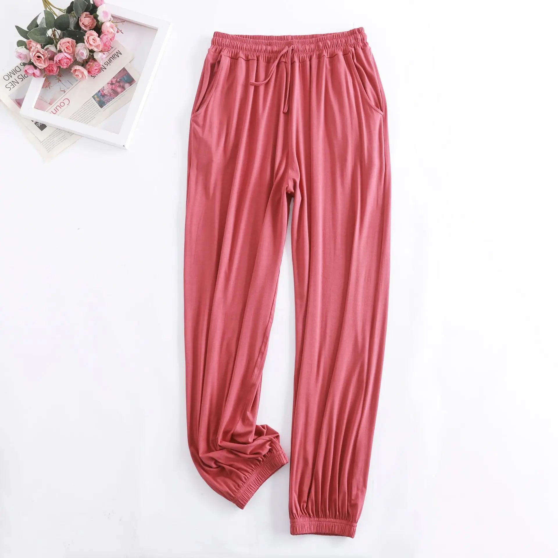 Pantalon Pour Femme New Spring Autumn Soft Modal Women's Pajamas Pant Home Wear Sleep Bottoms Wide Leg Trousers 13 Colors