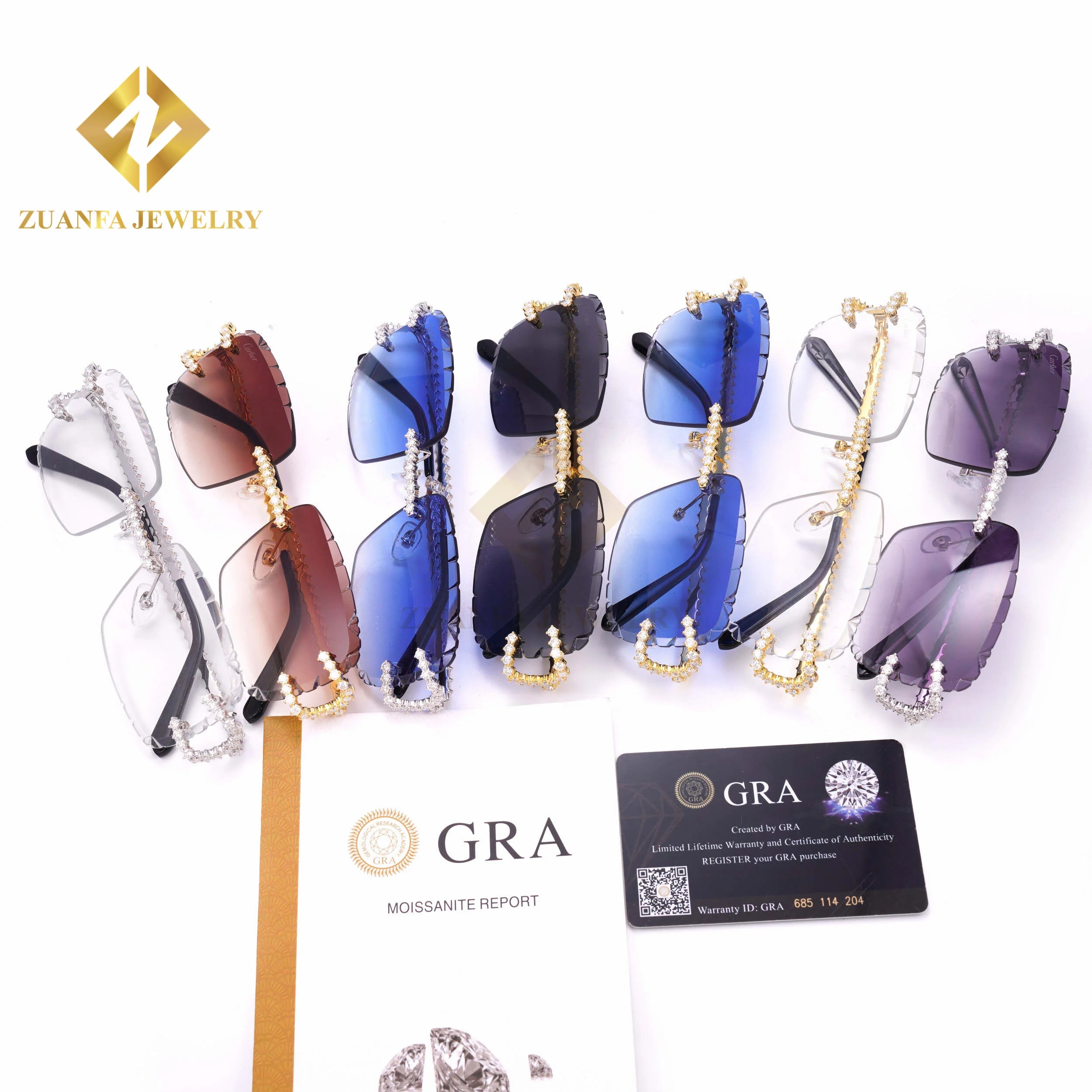 925 Silver Moissanite Glasses Fashion Hip Hop Jewelry Lab Diamond Luxury Frame Sunglasses  Summer Gifts