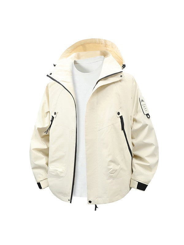 Jacket Men's 2025 Spring and Autum Loose Workwear Windproof and Waterproof Jacket Hooded Mountaineering Jacket Functional