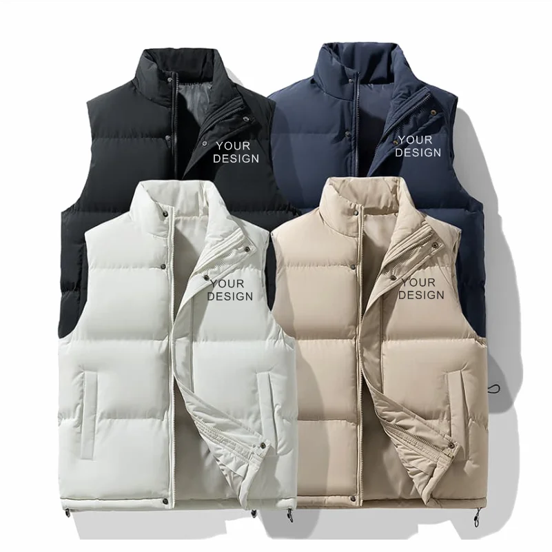 Winter Jacket Men Sleeveless Vest Casual Coat Down Cotton Warm Thick Waistcoat Gilet Workwear