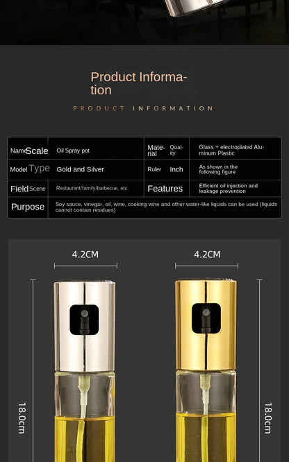 Glass Spray Bottle Kitchen Tool Spray Oiler Seasoning Condiment Bottle Pump Oil Pot Leak-Proof Grill BBQ Sprayer Oil Dispenser
