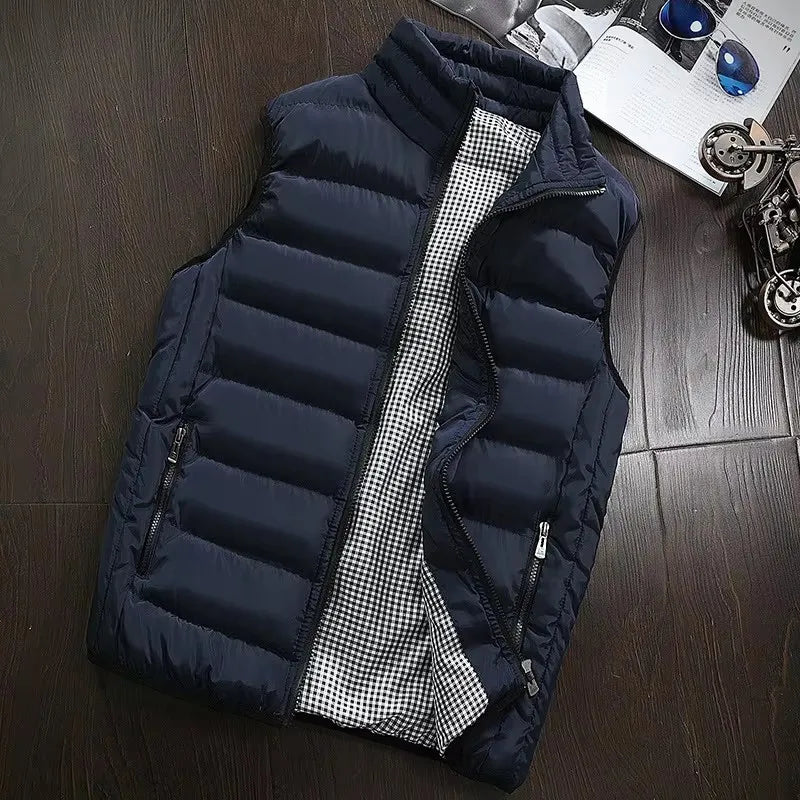 Men Vest Windproof Vest Men Jacket Sleeveless Vest Winter Jacket Casual Coat Men Down Cotton Warm Thick Waistcoat Thick Gilet