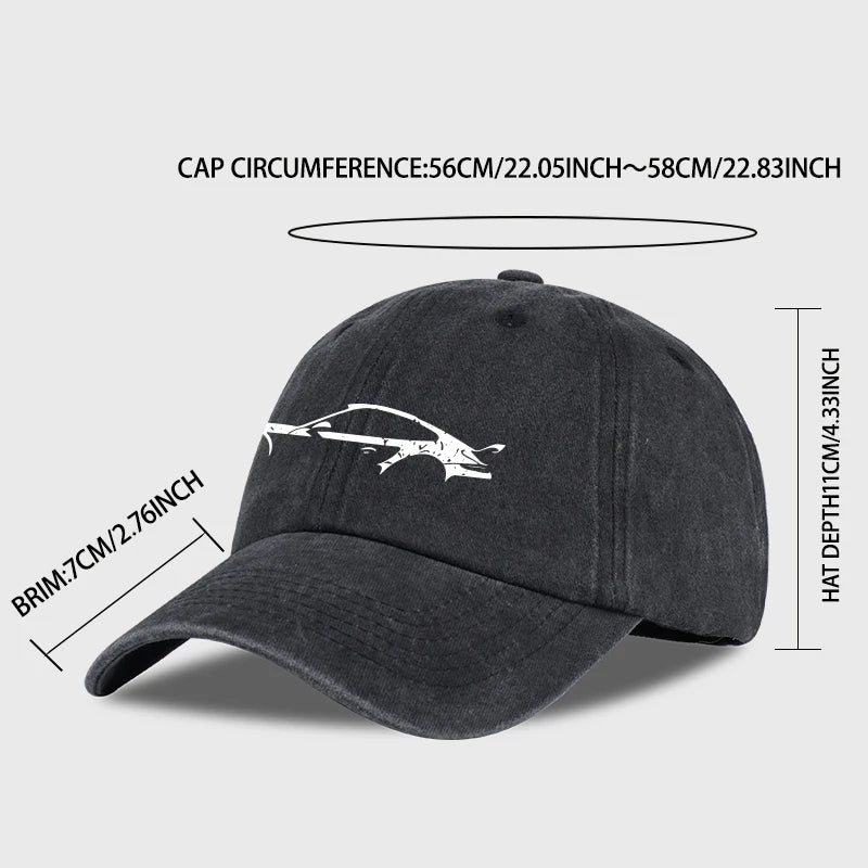 Classic Sports Car Silhouette Baseball Cap Men Retro Washed Cotton Adjustable Dad Hat Casual Automotive Sun Hat